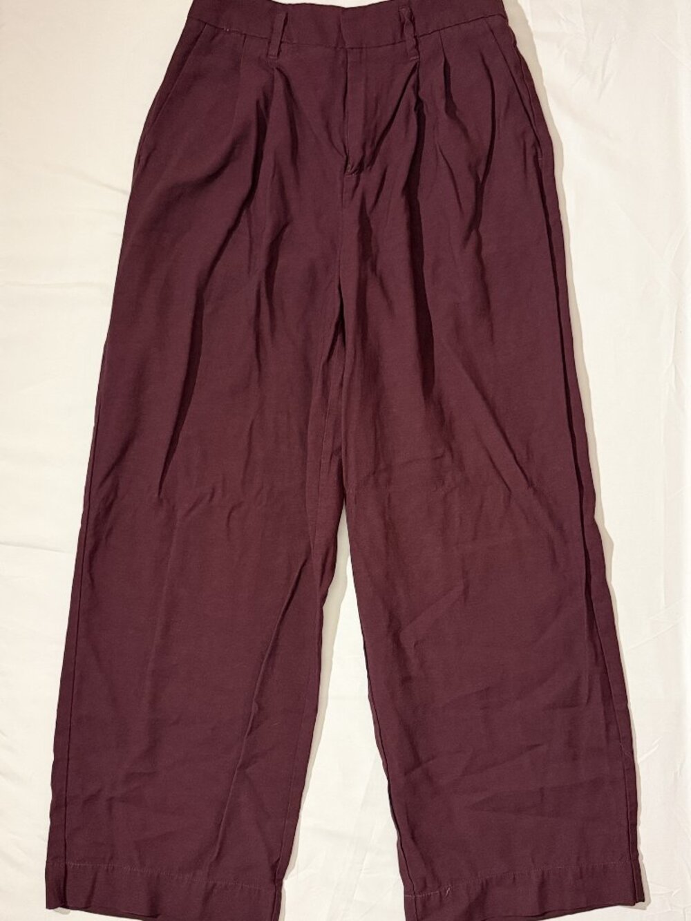 A New Day Burgundy Pleated Wide Leg Trousers Size 4